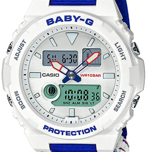 Casio Baby-G Women's Watch BAX-125-2A Mineral Glass Shock Resistant Cloth Band