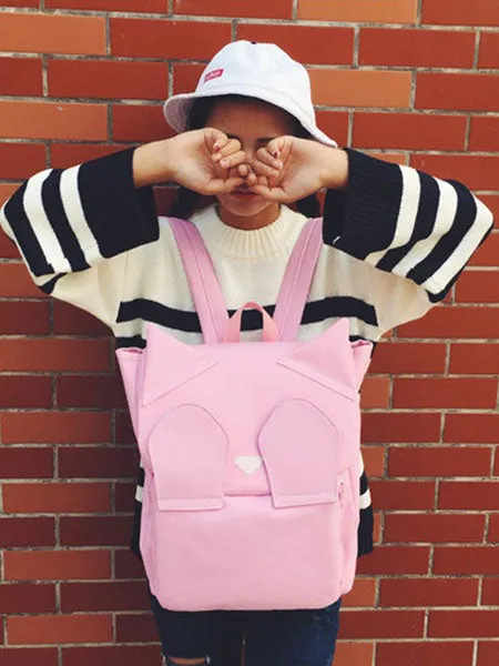 Casual Lolita Backpack Kitten Design Canvas Black Lolita Bag
