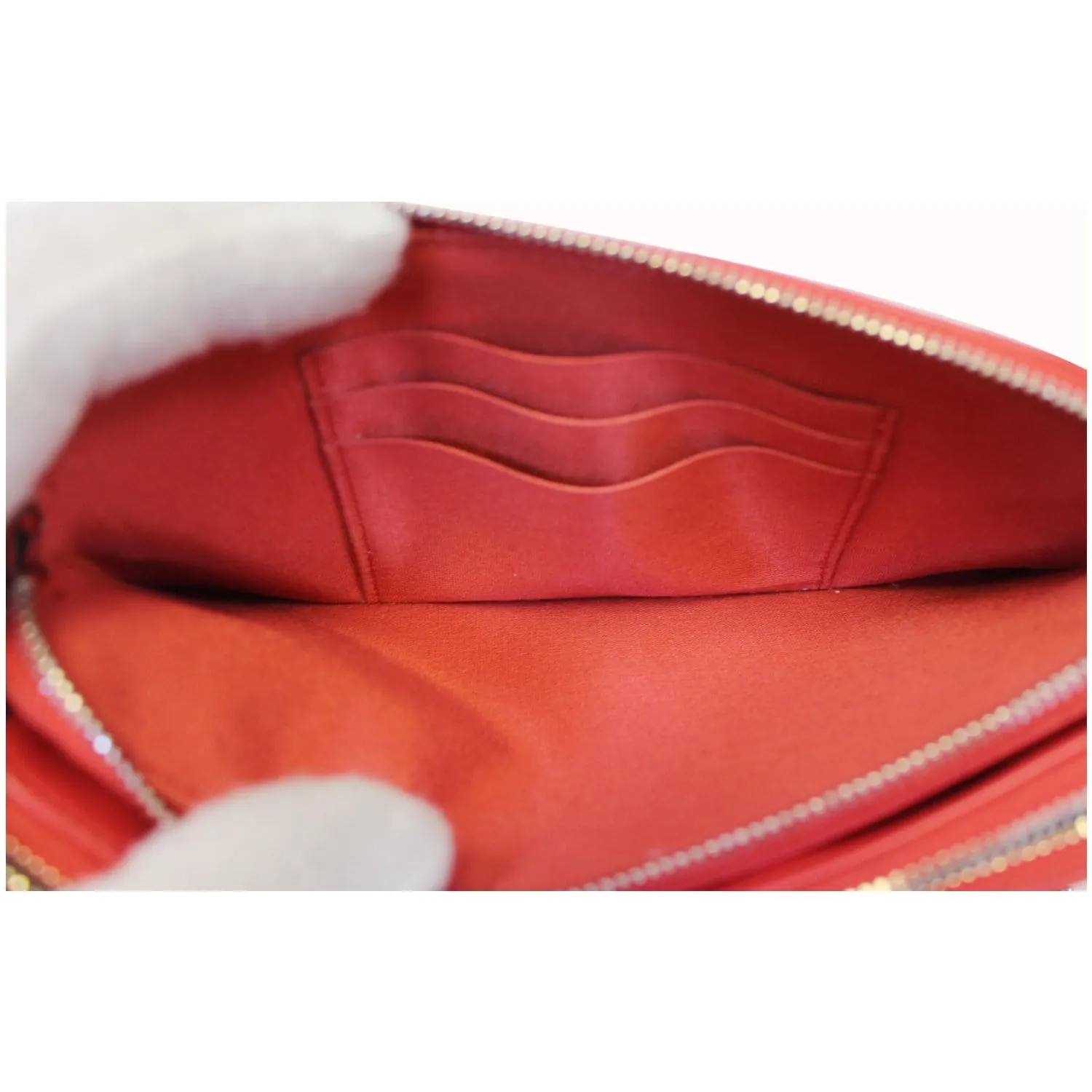 CHANEL Chevron Studded with Chain Lambskin Leather Shoulder Crossbody Bag Red