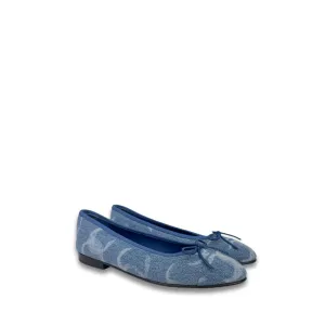 Chanel Denim Logo Ballet Flats - Size 37