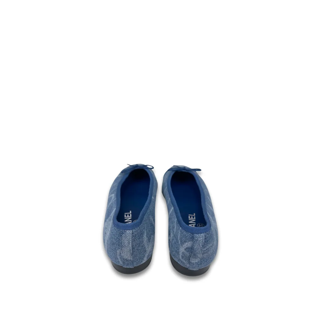 Chanel Denim Logo Ballet Flats - Size 37