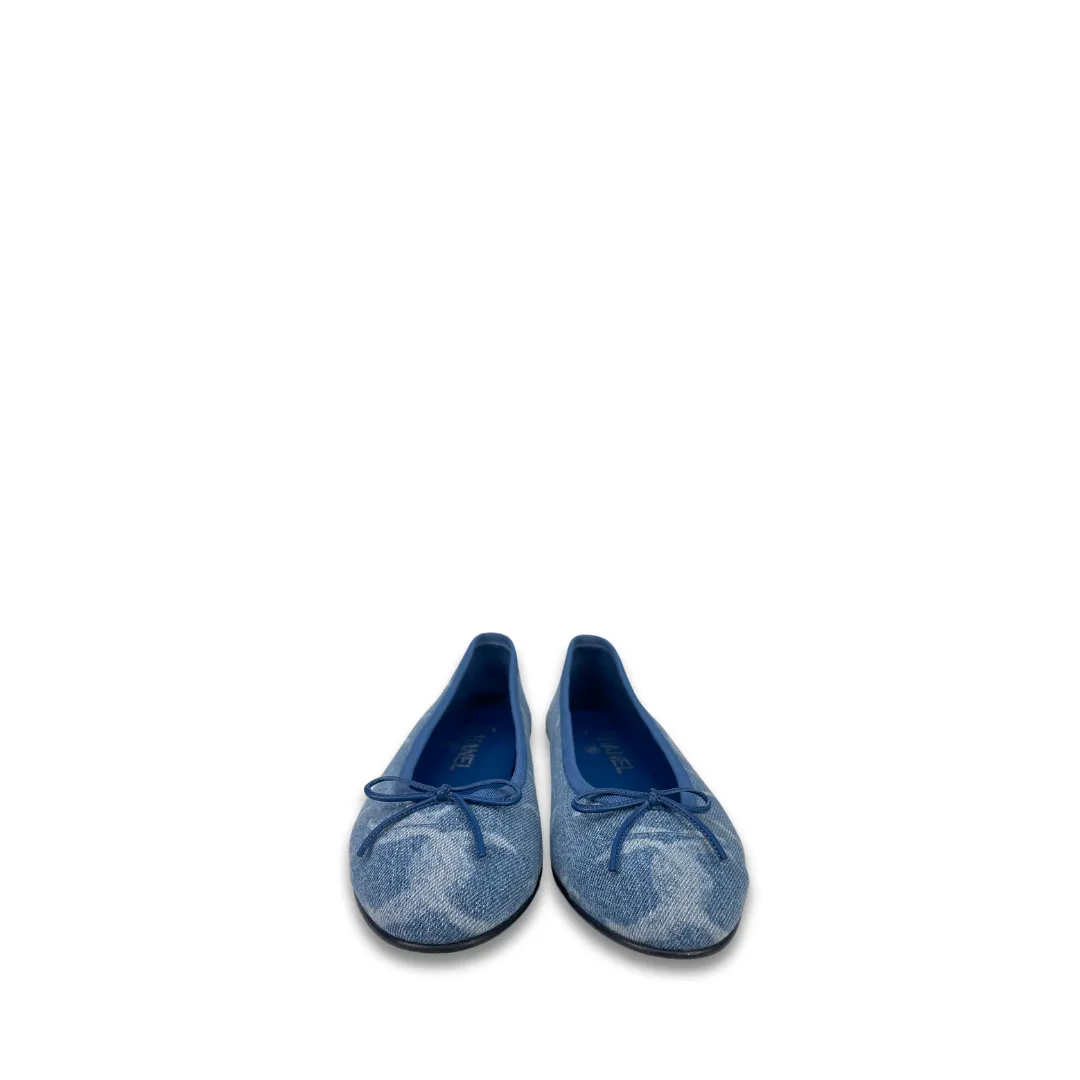 Chanel Denim Logo Ballet Flats - Size 37
