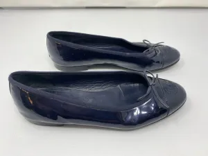 Chanel Navy Patent Leather Interlocking CC Ballet Flat with Bow