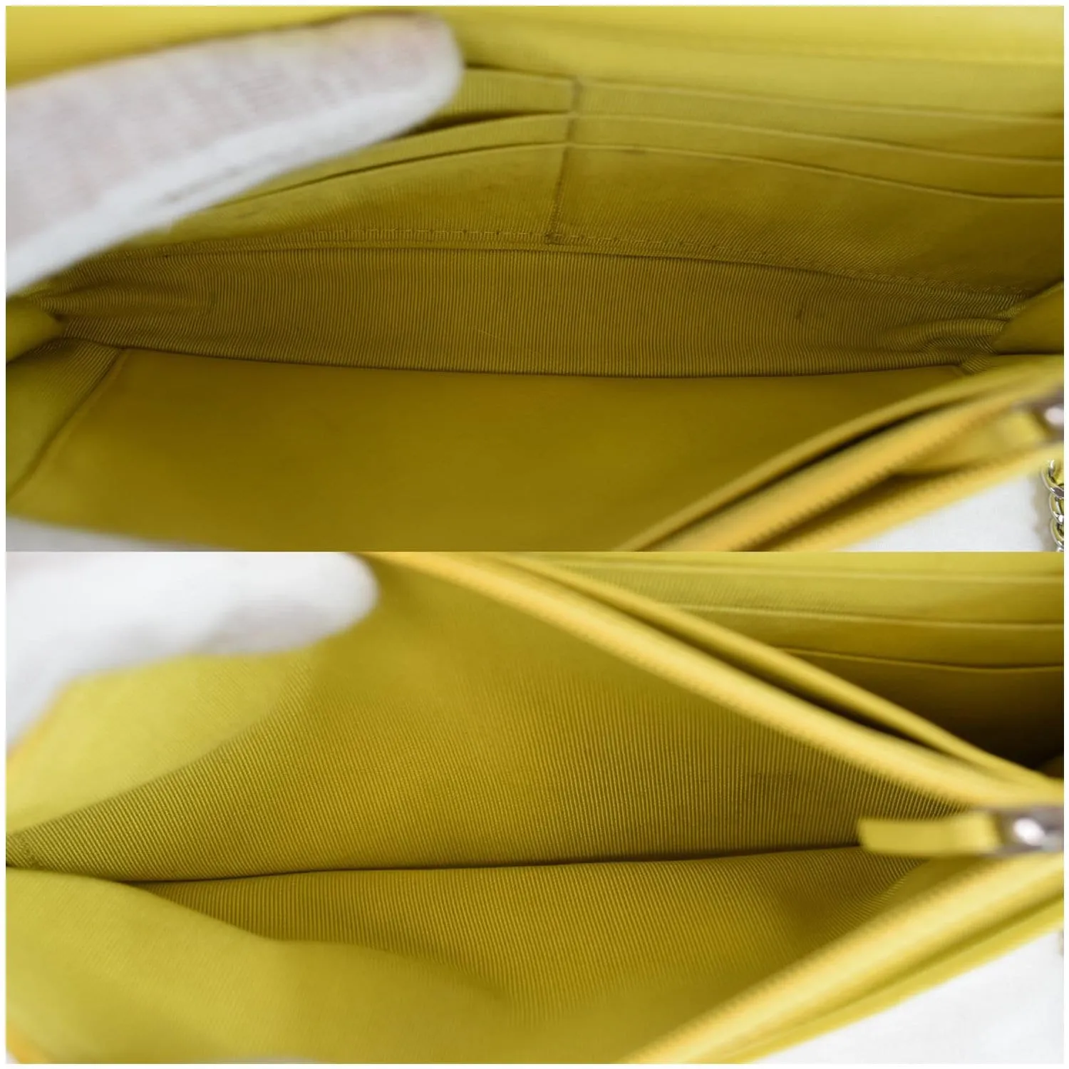 CHANEL Wallet On Chain Lambskin Leather WOC Crossbody Bag Yellow