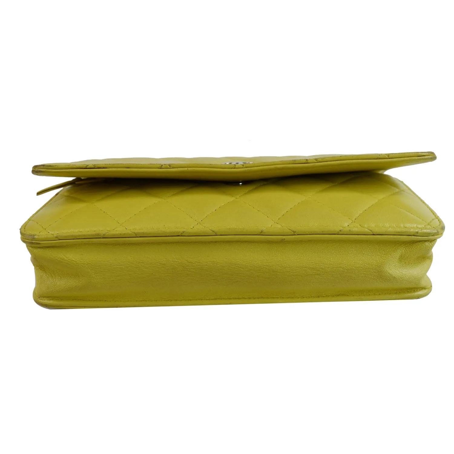 CHANEL Wallet On Chain Lambskin Leather WOC Crossbody Bag Yellow