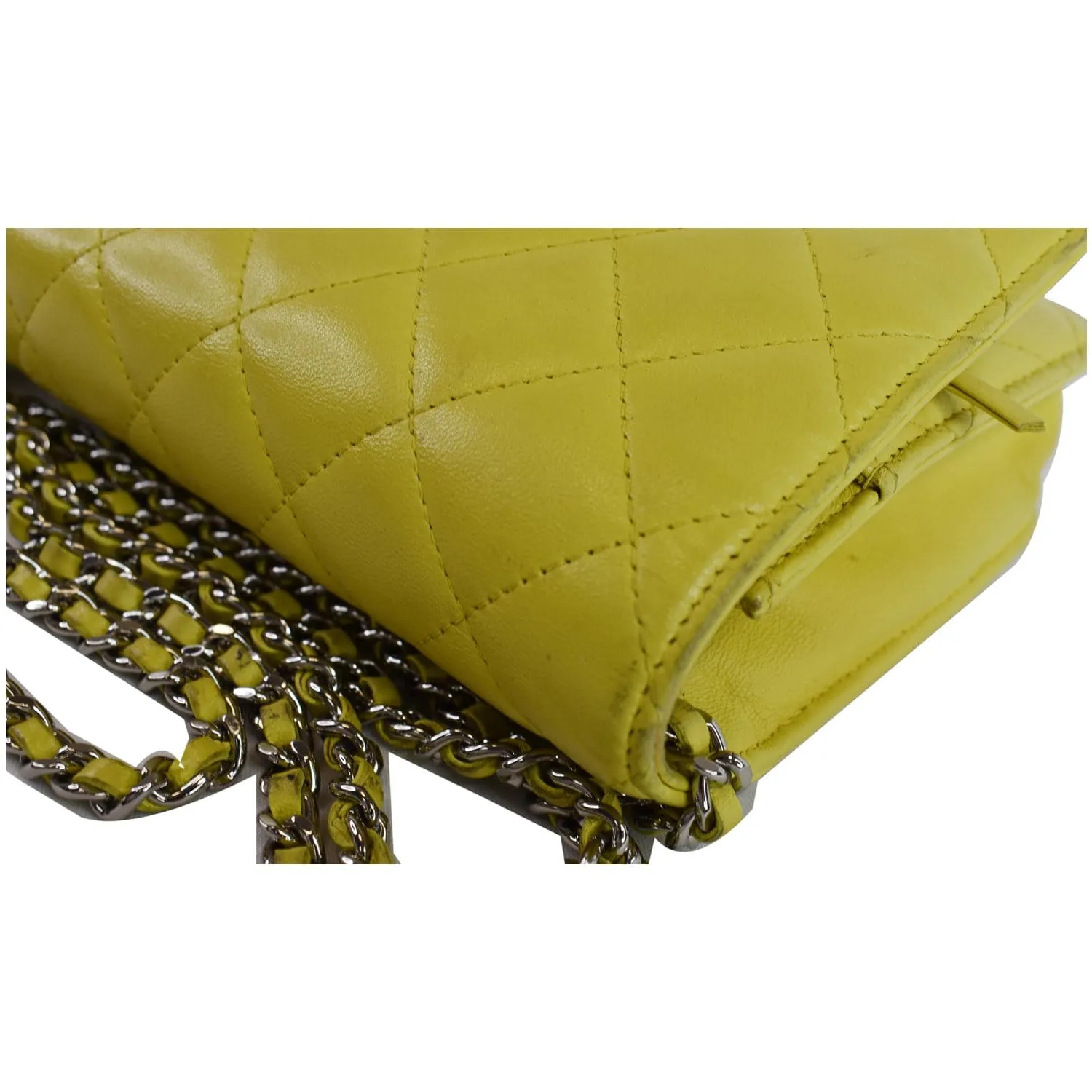 CHANEL Wallet On Chain Lambskin Leather WOC Crossbody Bag Yellow