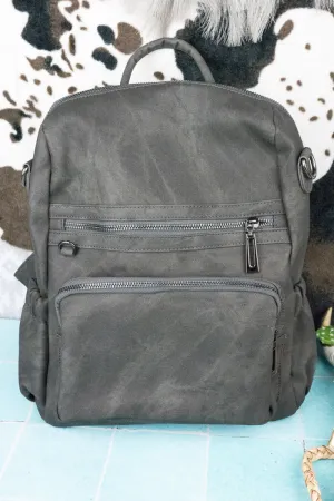 Charmed Life Gray Faux Leather Backpack Tote