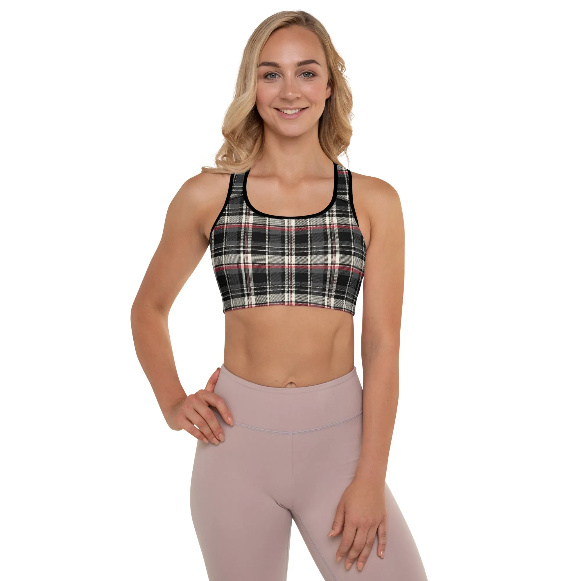 Checkered Charm Checkered Padded Sports Bra