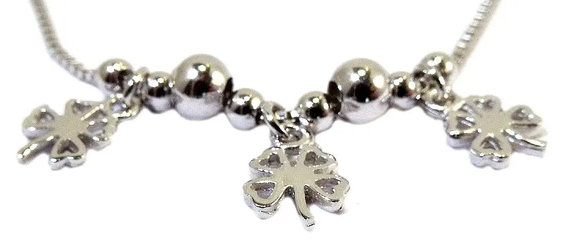 Children's and Teens' Anklets:  Sterling Silver Lucky Clover Anklet
