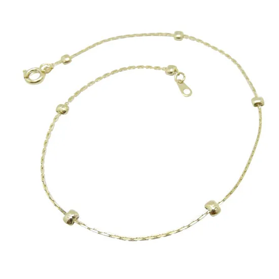Children's Anklets:  Gold Plated Children's Anklet Featuring Tiny Gold Studs