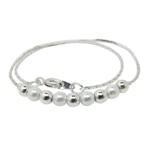 Children's Anklets:  Silver Plated Anklets with Pearls and Silver Balls