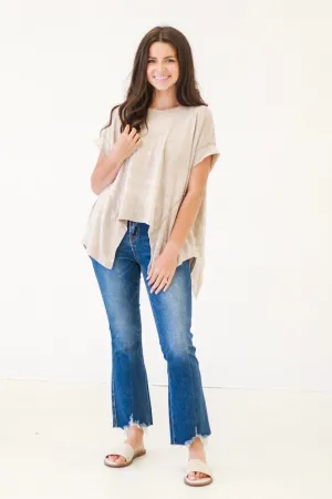 Chill Outing Washed Comfy Knit Top in Taupe