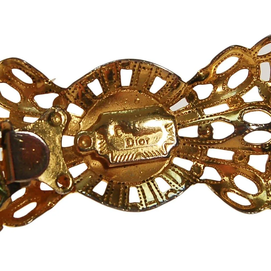 Christian Dior Gold Chain Belt with Carnelian and Pearl Cabochons