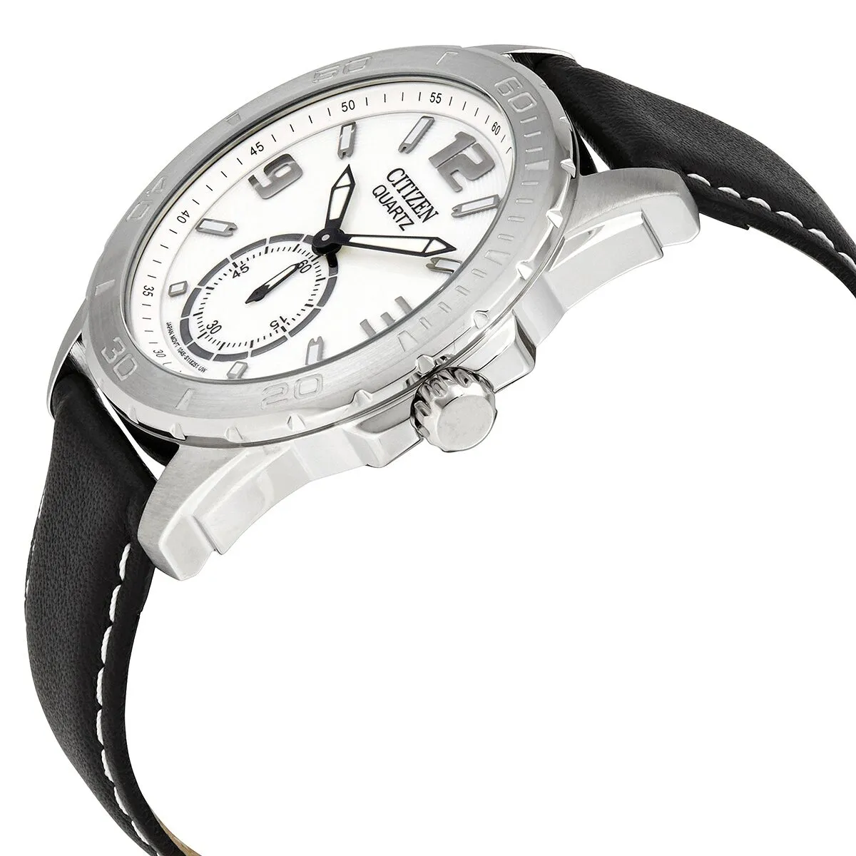Citizen Quartz White Dial Black Leather Men's Watch AO3010-05A