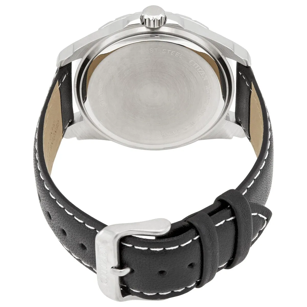 Citizen Quartz White Dial Black Leather Men's Watch AO3010-05A