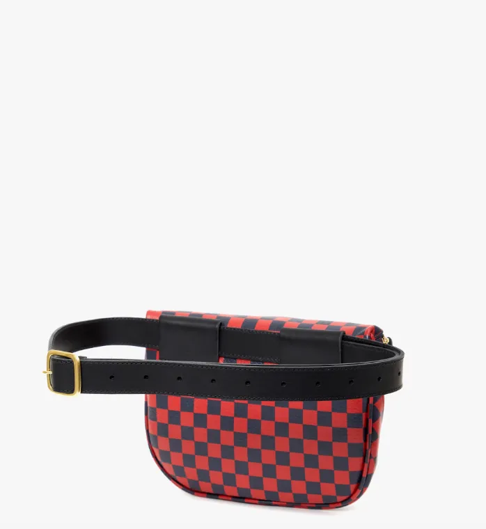 Clare V. Fanny Pack Cherry Red Chantal W/Navy Checkers