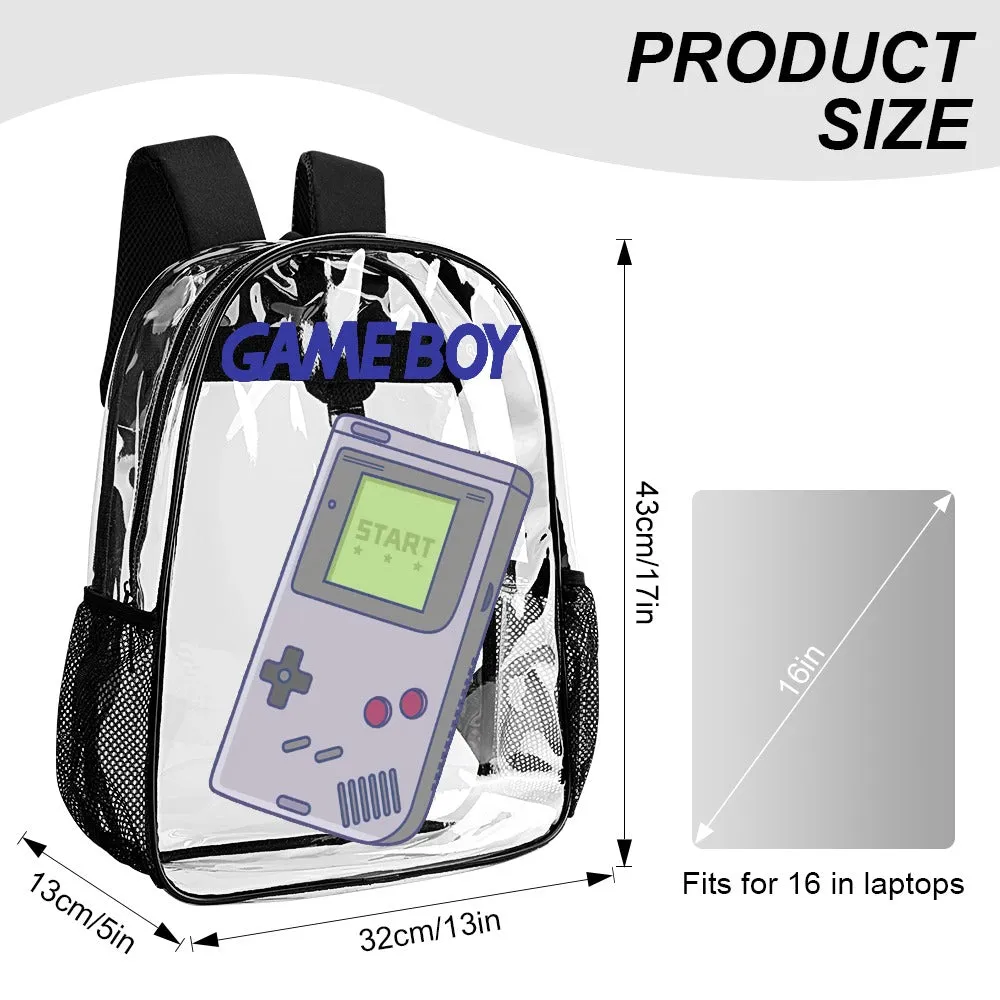 Classic 90s Gameboy Transparent Backpack 17 Inch