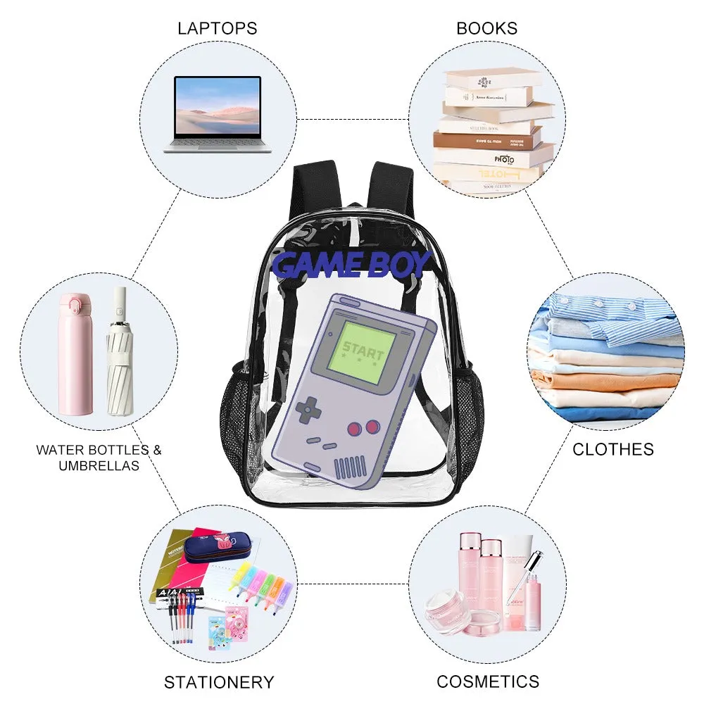 Classic 90s Gameboy Transparent Backpack 17 Inch