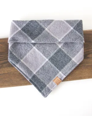 Classic Gray Plaid Flannel Dog Bandana (Personalization Available)