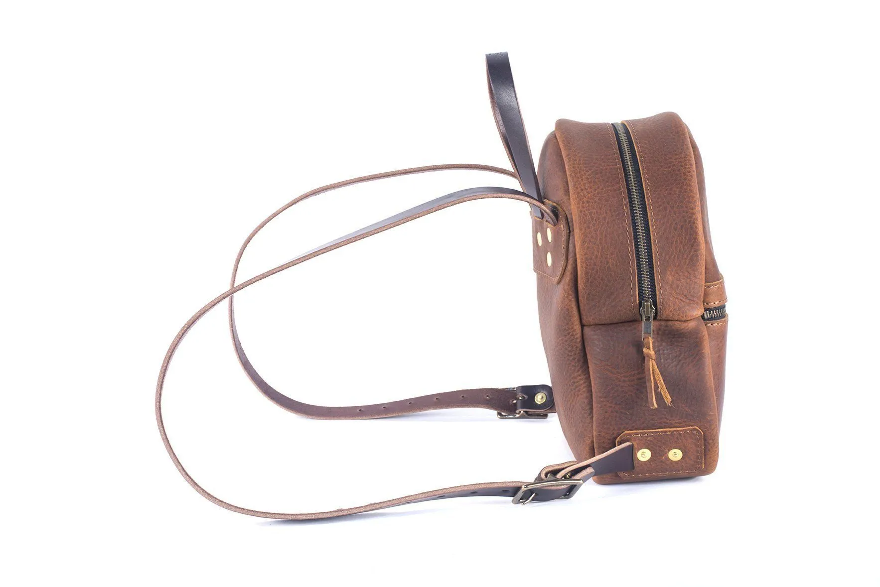 CLASSIC ZIPPERED SMALL LEATHER BACKPACK PURSE