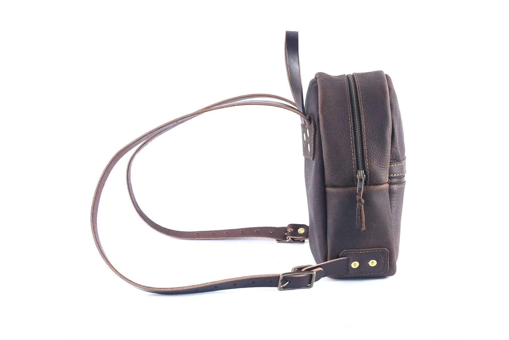 CLASSIC ZIPPERED SMALL LEATHER BACKPACK PURSE