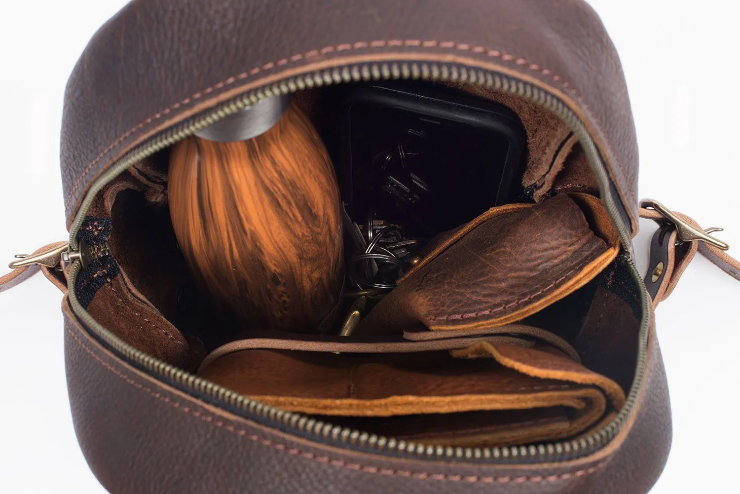 CLASSIC ZIPPERED SMALL LEATHER BACKPACK PURSE