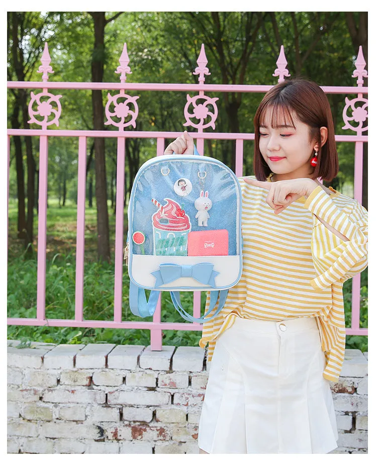 Clear Transparent Backpacks Bow-knot Bags School Bags