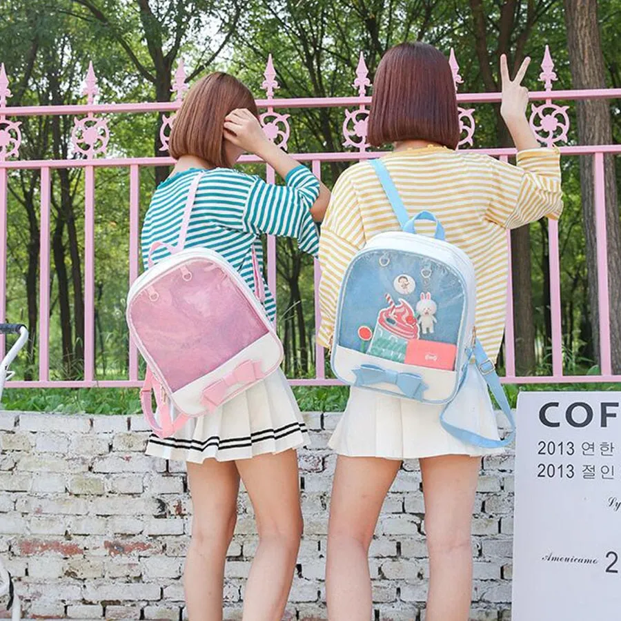 Clear Transparent Backpacks Bow-knot Bags School Bags