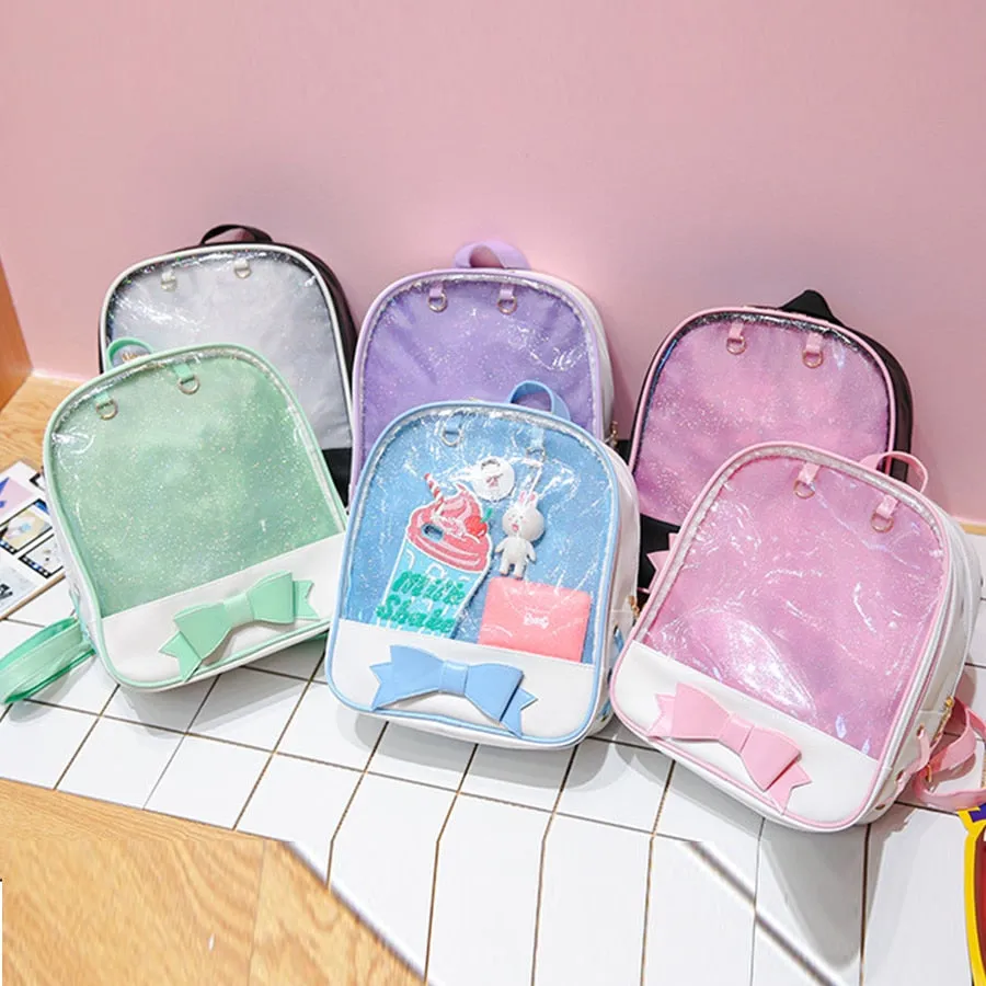 Clear Transparent Backpacks Bow-knot Bags School Bags