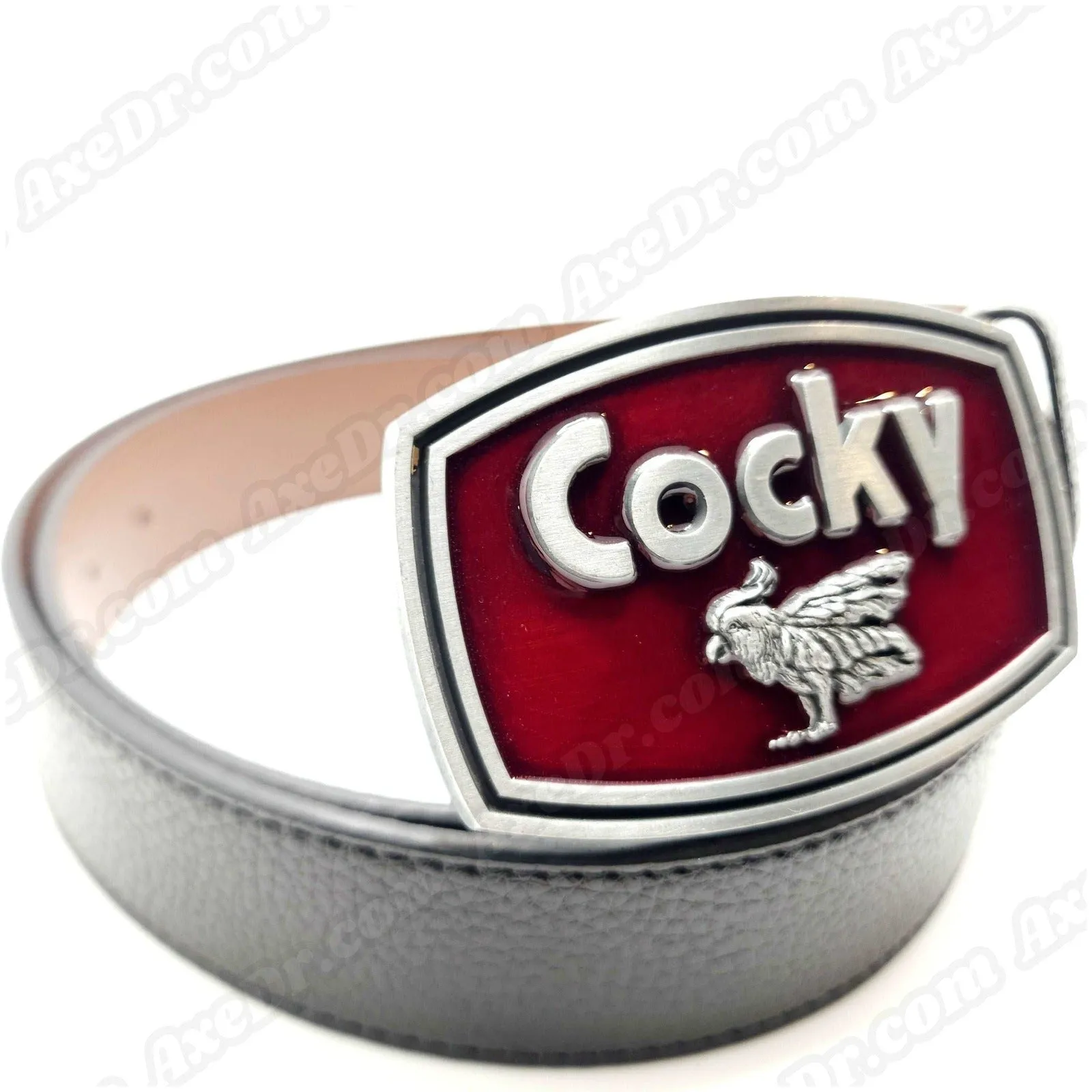 Cocky Belt Buckle w/ Vegan Leather Snap Button Belt