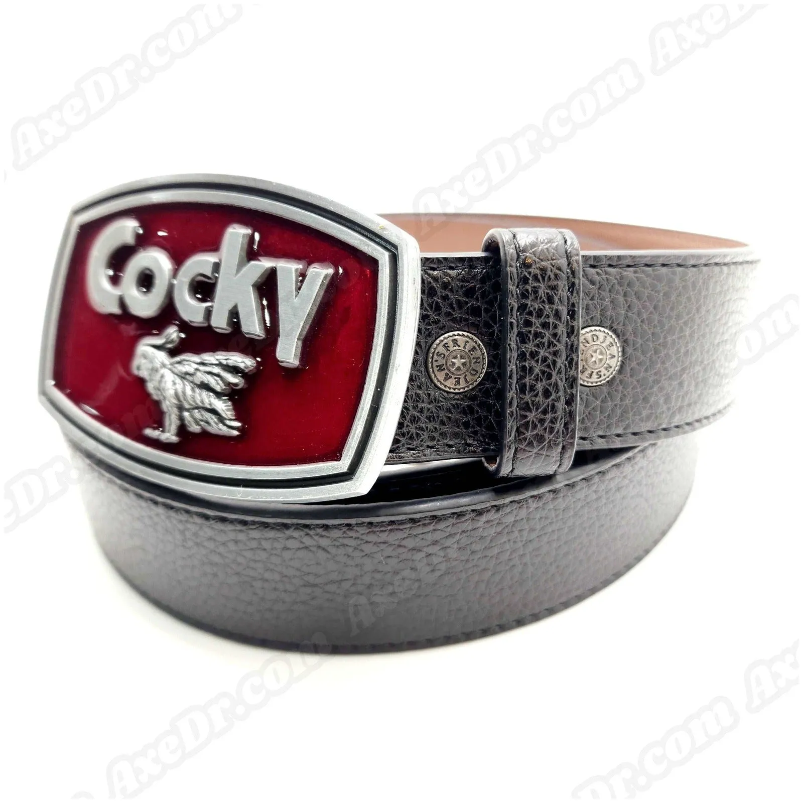 Cocky Belt Buckle w/ Vegan Leather Snap Button Belt