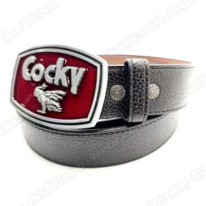 Cocky Belt Buckle w/ Vegan Leather Snap Button Belt