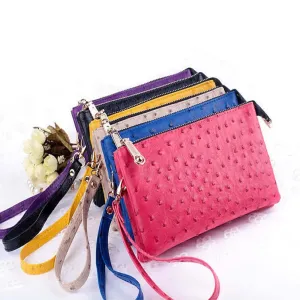 Color: BLUE - OMG OMG FAUX OSTRICH LEATHER PURSES IN 6 COLORS