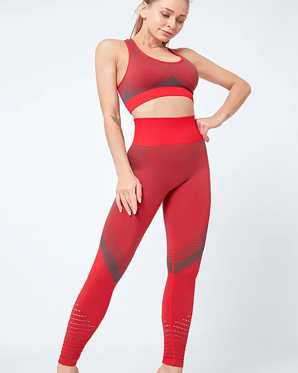 ColorBlock Sports Bras And Leggings Gym Sets