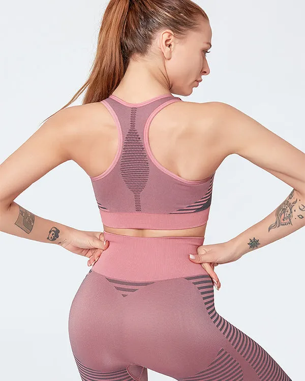 ColorBlock Sports Bras And Leggings Gym Sets