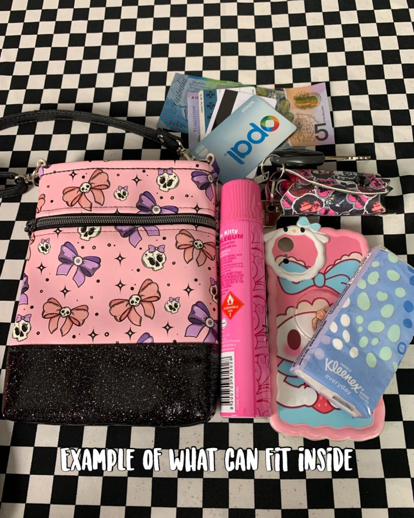 Creepy character inspired fan art crossbody bag