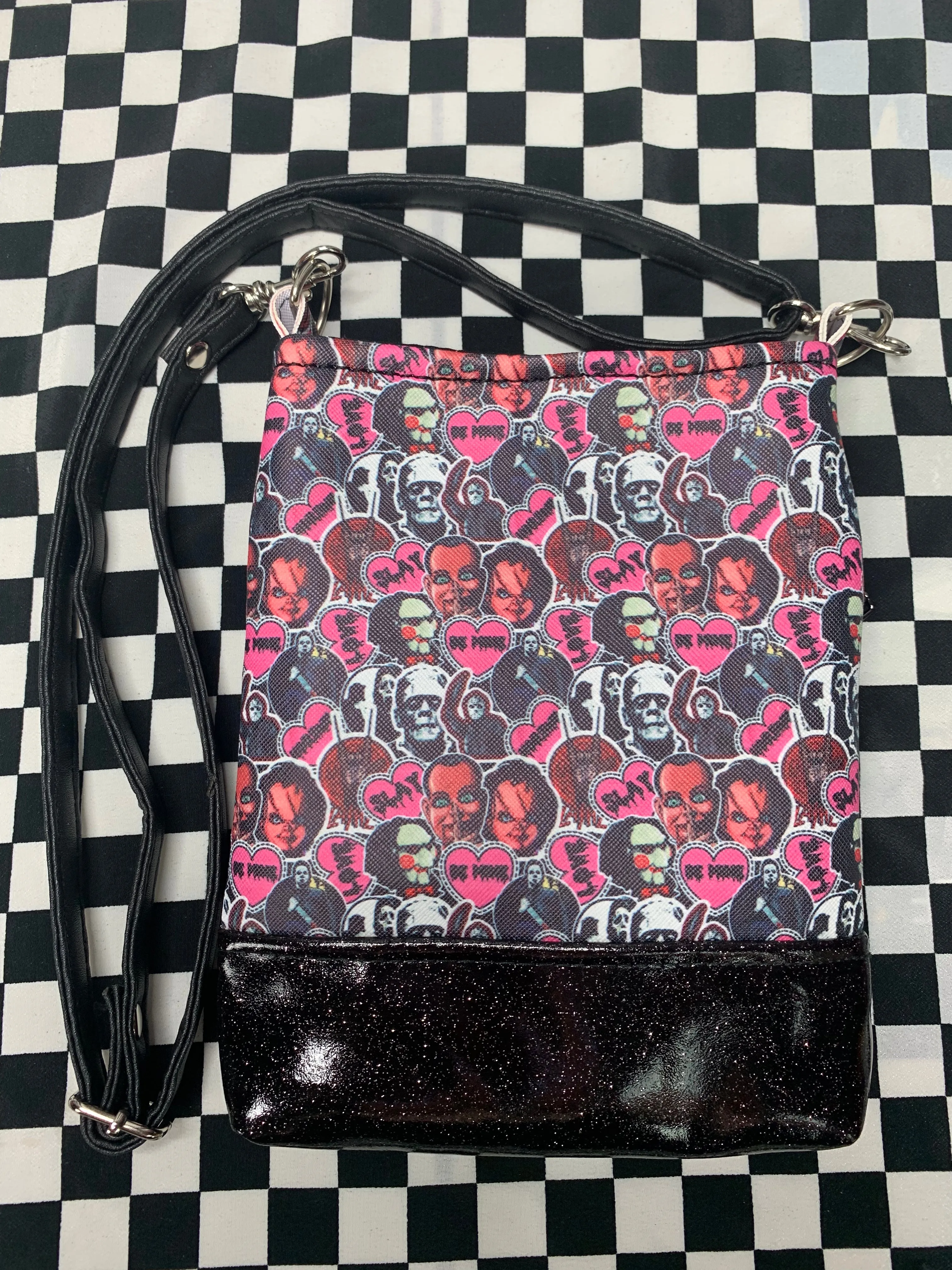 Creepy character inspired fan art crossbody bag