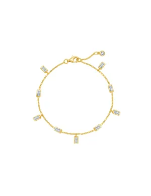 Crislu Baguette Anklet Finished in 18kt Yellow Gold