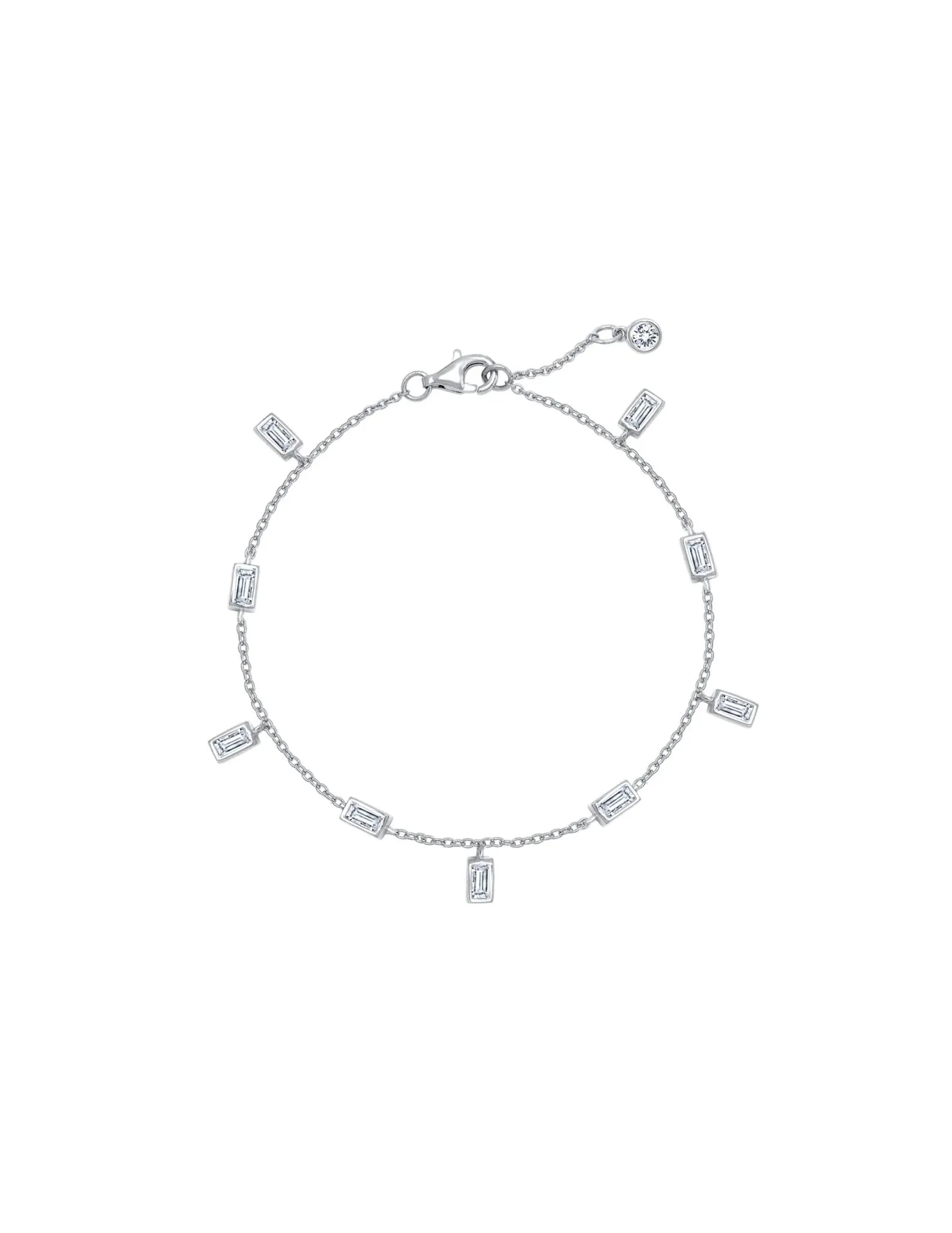 Crislu Baguette Anklet Finished in Pure Platinum