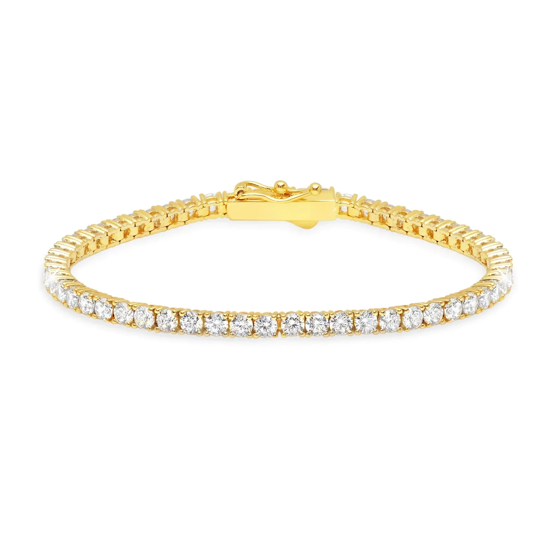 Crislu Brilliant Round Cut 3mm Tennis Anklet Finished in 18kt Yellow Gold