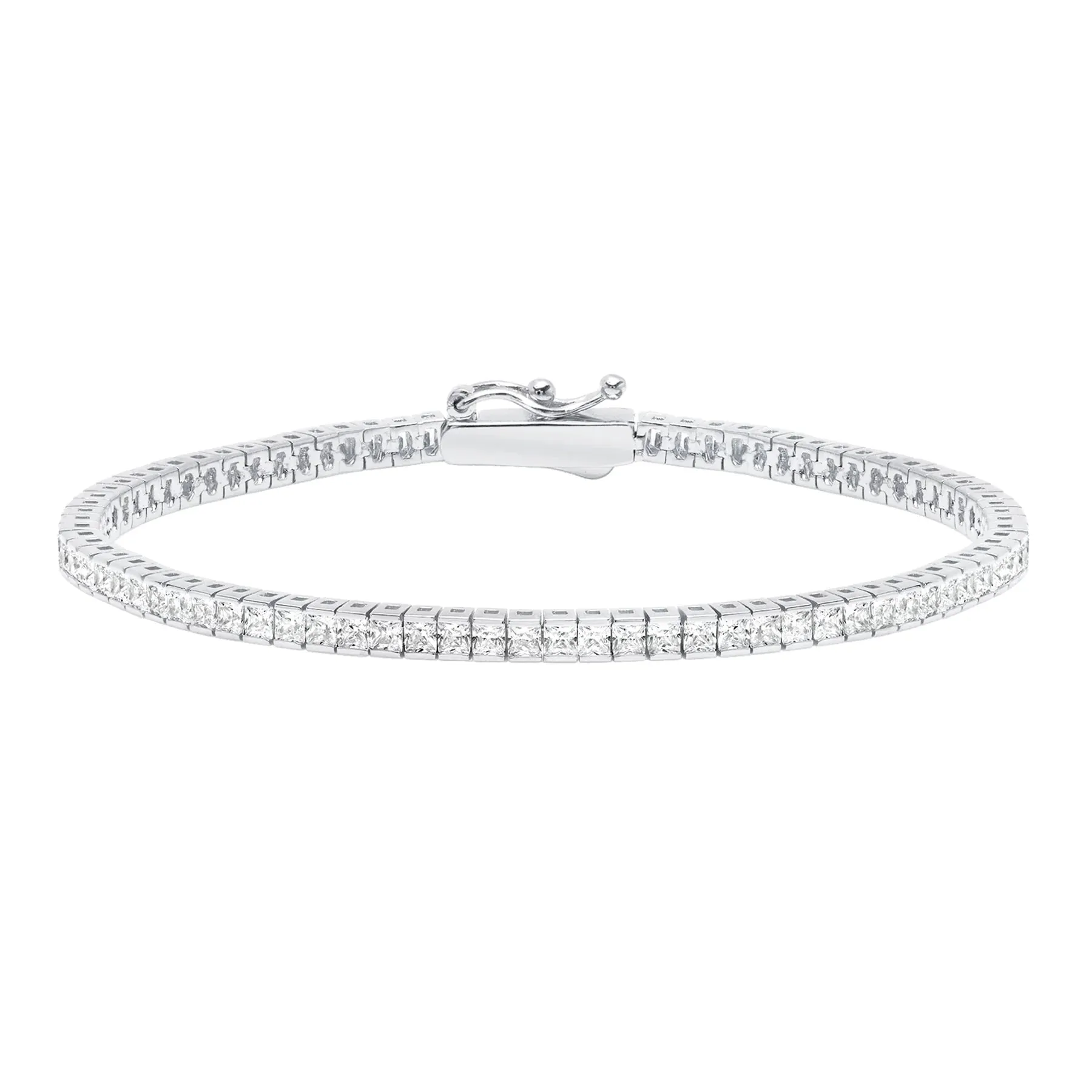 Crislu Brilliant Square Princess Cut 2mm Tennis Anklet Finished in Pure Platinum