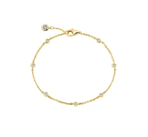Crislu Small Bezel Station Anklet Finished in 18kt Yellow Gold