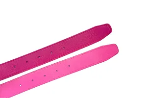 Croc Embossed Reversible Leather Belt: Raspberry/Flamingo