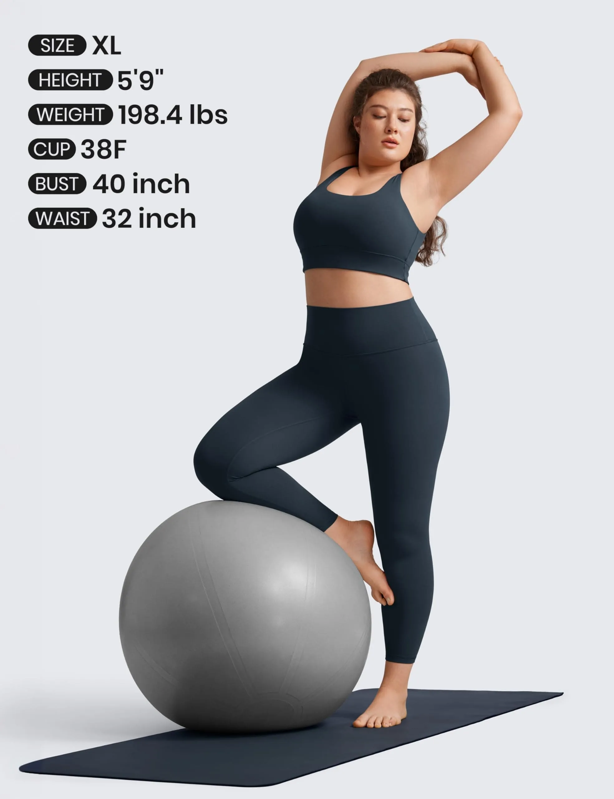 CRZ YOGA Butterluxe Womens U Back Sports Bra - Scoop Neck Padded Low Impact Yoga Clothes Workout Crop Top with Built in Pads True Navy