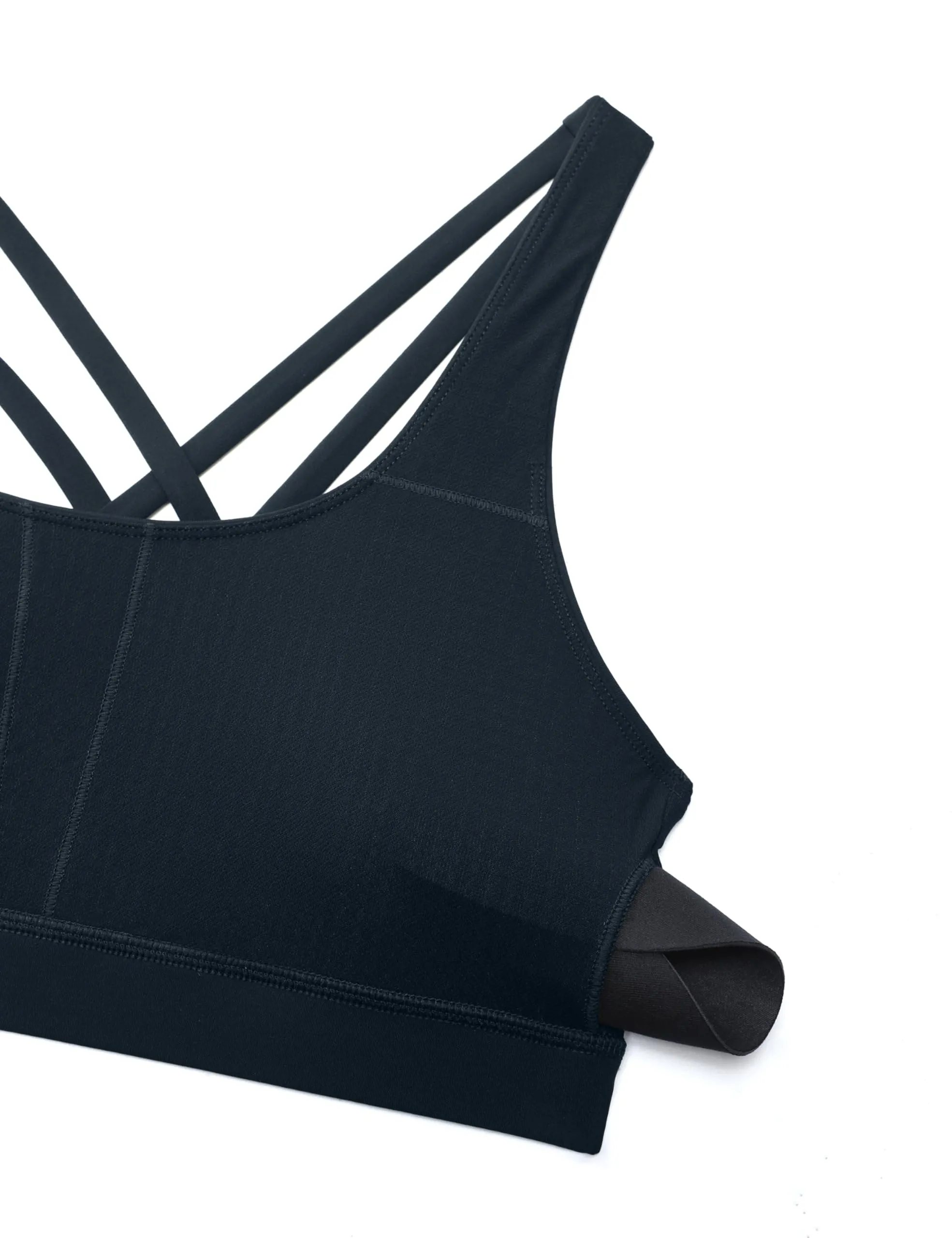 CRZ YOGA Women's Strappy Sports Bras Fitness Workout Padded Yoga Criss Cross Back Cami True Navy