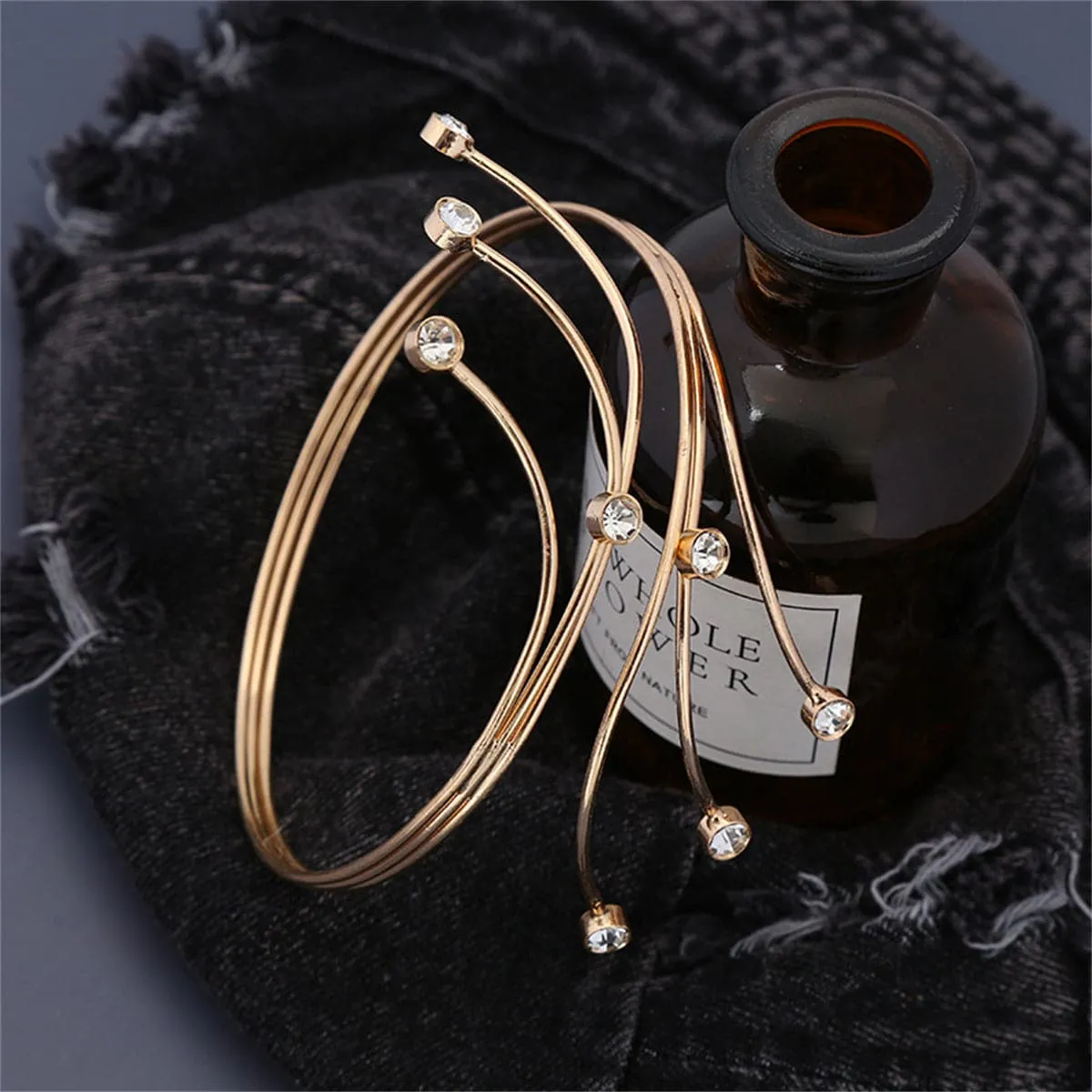 Cubic Zirconia & 18K Gold-Plated Bypass Arm Cuff
