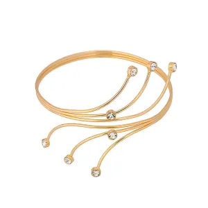 Cubic Zirconia & 18K Gold-Plated Bypass Arm Cuff