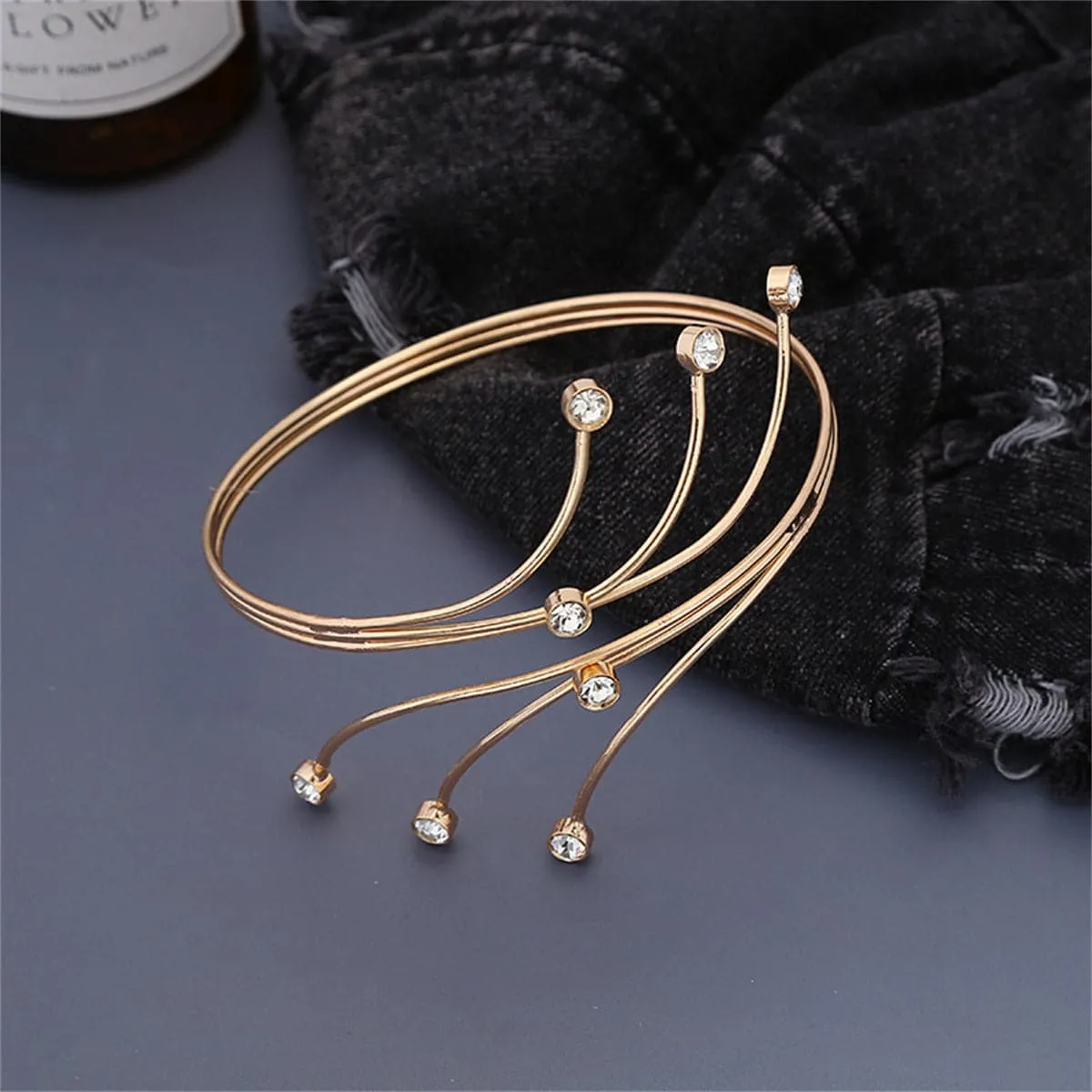 Cubic Zirconia & 18K Gold-Plated Bypass Arm Cuff