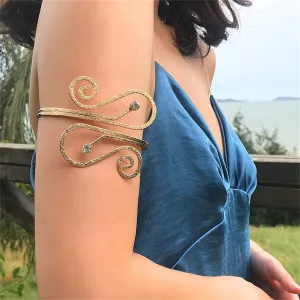 Cubic Zirconia & 18K Gold-Plated Frosted Geometric Arm Cuff