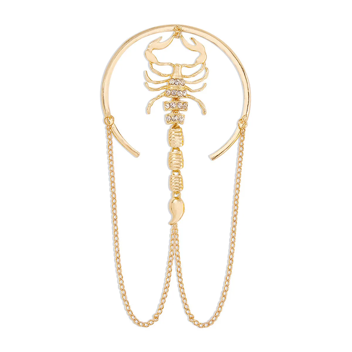 Cubic Zirconia & 18K Gold-Plated Scorpion Tassel Arm Cuff